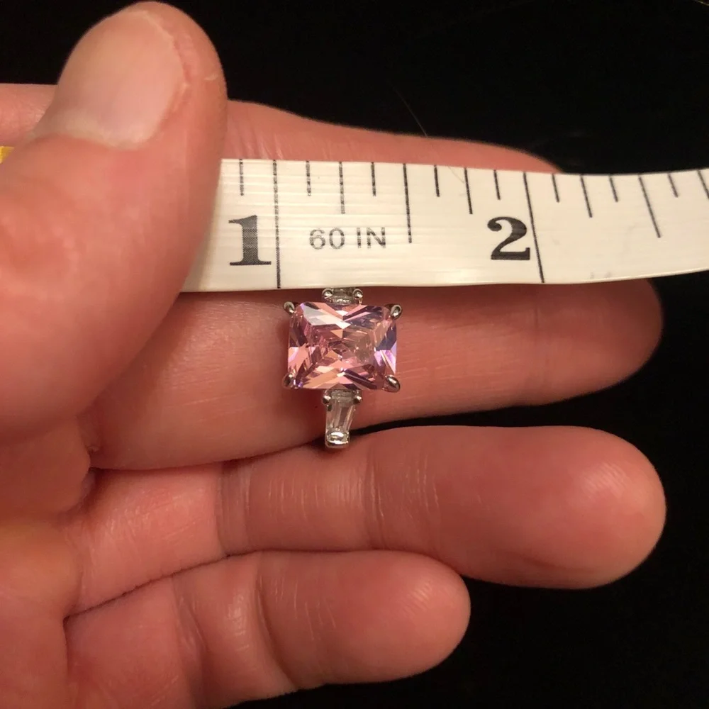 Light Pink Faux Gemstone Silver Ring